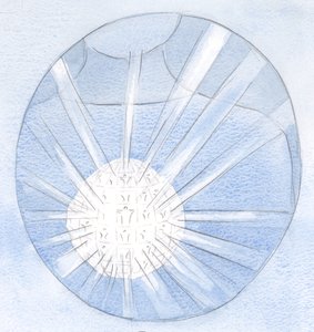 上帝可以将他的恩典从我们的心中倾泻出来，就像从水晶中照亮他人一样（2000年，纸上水）。 作者 伊丽莎白王