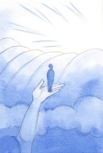 上帝有时呼唤我们祈祷，而我们却被基督在尘世思想的云层之上，紧紧围绕着“源头”，《父亲》，2001年（纸上有字） 作者 伊丽莎白王