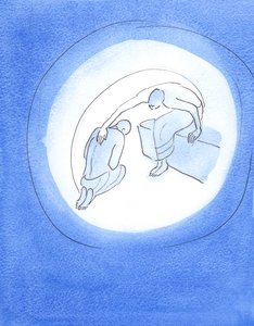 父神知道化身的巨大代价，通过他的圣灵向他心爱的儿子伸出援手，他亲爱的儿子愿意来到世上为我们的救赎，2003年（纸上写有w - c） 作者 伊丽莎白王