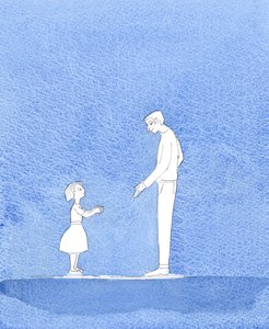 当我们转向父神，以他儿子的名义祈求我们所需要或渴望的美好事物时，父神会感到高兴，2004 年（纸面水彩画） 作者 伊丽莎白王