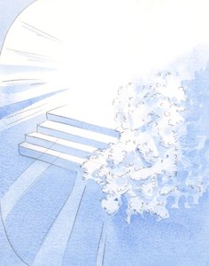 上帝欢迎his难的僧侣加入圣徒的行列。白花装饰着荣耀的入口，2002年（带纸） 作者 伊丽莎白王