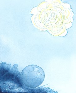天堂被描绘成一朵巨大的花，其中心是一朵美丽，芬芳，耀眼的圣所，2003年（纸上写有w - c） 作者 伊丽莎白王