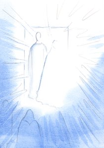天堂的门打开了，似乎是在一个特殊的周年纪念日上祷告，以揭示天堂的朋友和天堂的荣耀，2002年（纸上写有） 作者 伊丽莎白王