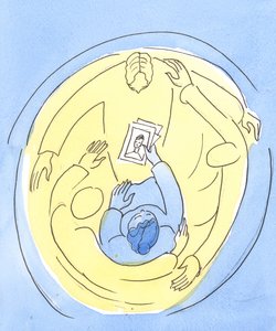 出于对三位圣人的热爱，我们可以为他人代祷，2004年（纸上写真） 作者 伊丽莎白王