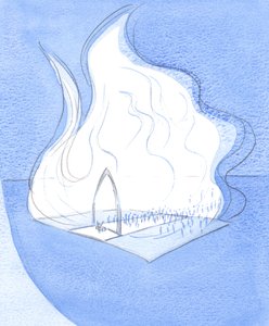 我们教堂的神圣空间多么光彩，那里有圣洁的弥撒。我们应该如何热切地为我们的赞美工作做准备，2001年（纸上写有水） 作者 伊丽莎白王