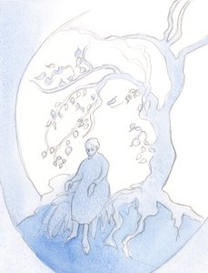 我看到灵魂深处一片叶子。他说，这是我接受的所有心痛和我的祈祷之作（2000年，纸上写） 作者 伊丽莎白王