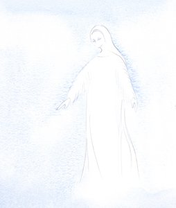 我瞥见了圣母玛利亚的尊严以及她现在在天堂得到的荣耀。（纸上w - c），2001年 作者 伊丽莎白王
