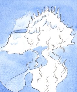 有人向我展示了神格的代表：一座火山，火的山顶向我移动，并以神圣的甜蜜感动了我，2003年（纸上写有w - c） 作者 伊丽莎白王