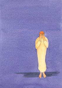 如果我们在祷告的黑暗中坚持不懈，上帝最终将带领我们走向他的光明和智慧，2000年（纸上写有水） 作者 伊丽莎白王