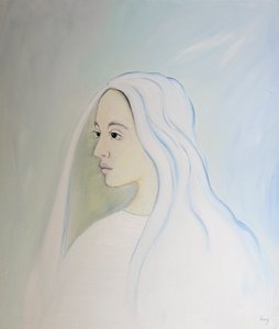 在天堂，圣母玛利亚与儿子分享对2000年地球上所有事的关注（船上有油） 作者 伊丽莎白王
