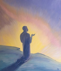 耶稣在世上的生命中，赞美和感恩地向父亲祈祷，2001年（船上的油） 作者 伊丽莎白王