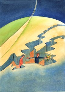 在某些人看来，他们亲身经历的生活在石壁上的途径可以通往上帝，2003年（纸上写有） 作者 伊丽莎白王