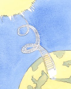 好像从天上到地上一直延伸着一个长长的螺旋梯，2004年（纸上w - c）