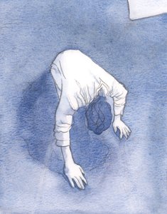 耶稣在客西马尼园中为他的天父痛苦地祈祷，2000年（纸上水） 作者 伊丽莎白王