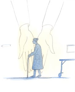 无论我们经历多少困惑或不确定--即使是在疾病或危险中--都有一位永生的上帝掌控着宇宙，我们生活在他的关怀之中，2005 年（纸上水彩画） 作者 伊丽莎白王