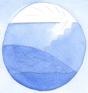我们在地球上的生活生活在黑暗中，仿佛生活在一个巨大宫殿的地下室中。通往天堂的灵性阶梯，2002年（纸上w - c） 作者 伊丽莎白王