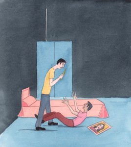 当人们为了解决私人恩怨、家族或宗族仇杀--或在帮派战争中威胁杀人或真的杀人时，他们的行为完全违背了上帝和他的律法，2005 年（纸上水彩画） 作者 伊丽莎白王