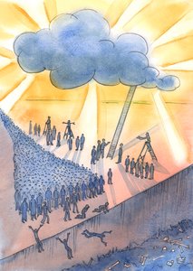 人们正在走向死亡，也许正在走向地狱，2004（w - c on paper） 作者 伊丽莎白王