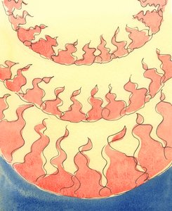 在地狱的深处可以看到一排排的火焰，由于他们自己的选择，这些地方依nest在地狱的深处，直到他们死于欲望，骄傲或不服从或缺乏同情心，直到死亡 作者 伊丽莎白王
