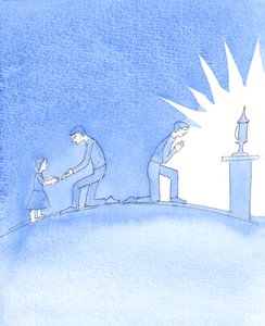 向基督表达爱：当我们向基督的 "小人们 "表达爱时，就是在表达对基督的爱；但基督希望我们知道，这种服务不应取代在圣餐中直接向他表达爱，2005 年（纸上水彩画） 作者 伊丽莎白王