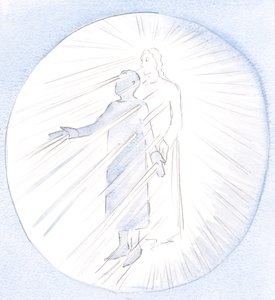 他解释说，只要我承认并接受我的伤口，他就能够通过我“发光”，以帮助其他人，2000年（纸上写真） 作者 伊丽莎白王