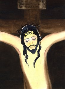 耶稣受难像，2001年（纸上w - c） 作者 伊丽莎白王