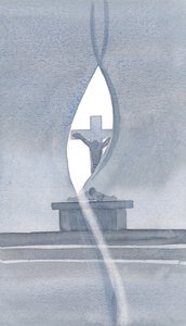 圣灵在圣弥撒上揭开了面纱，向我们揭示了基督受难的奥秘。，2000年（纸上写有w - c） 作者 伊丽莎白王
