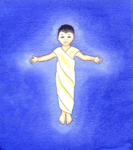 婴儿耶稣，2001年（带纸） 作者 伊丽莎白王