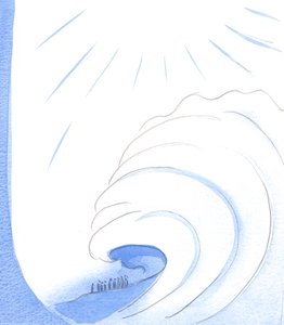 不悔改的人，如果死于罪恶之中，将发现自己被父亲的视线所扫除，仿佛被潮汐所淹没，2002年（纸上w - c） 作者 伊丽莎白王