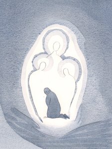 当我们生活在恩典状态下时，我们爱并崇拜我们内心的三个神人，2000年（纸上写真） 作者 伊丽莎白王