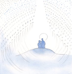 我们一起坐在祈祷中。我看到天上的大群人不断地敬拜上帝，在我们的救主基督里，并通过它，2000年（纸上带水） 作者 伊丽莎白王