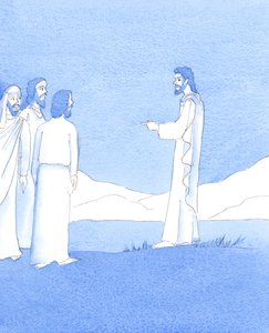 当基督教导他的门徒 "披头士 "时，他说的是完美，2005 年（纸面水彩画） 作者 伊丽莎白王