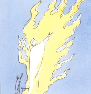 每当从我们的祭坛奉献圣祭时，以圣礼形式存在的基督就以圣灵的炽烈之爱赞美天父（2003年，纸上写真） 作者 伊丽莎白王