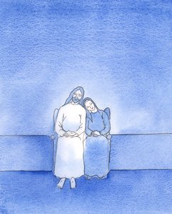 怀着一颗平静的心和一颗良心，基督的快乐朋友可以“倚靠”他，在《圣餐》（2003年，纸上写） 作者 伊丽莎白王