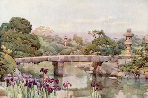 佐竹花园，东京（彩色石版印刷）