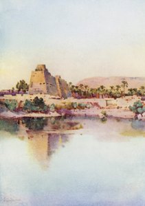 卡纳克的哈特谢普塞特塔，来自圣湖（彩色石版画） 作者 艾拉·杜甘蔗
