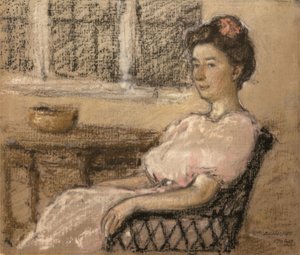 粉红色的坐着的女人，1902年。