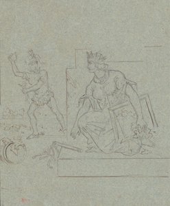 关于美国内战的政治漫画，第1860页（笔，墨水和石墨在灰色的纸上 作者 伊曼纽尔·戈特利布·洛伊茨