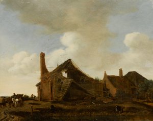 带破旧小屋的风景