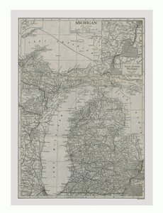 美国密西根州地图，摄于1900年。