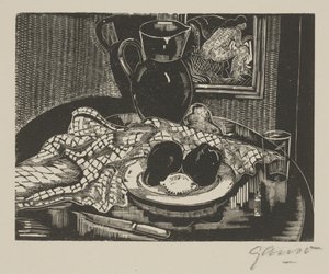 静物与投手（木版画）
