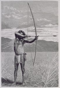 锡兰的Veddah用弓射击，来自&39;人类的历史&39;，第三卷，由Friedrich Ratzel教授，1898年 作者 埃米尔·施密特（Emil Schmidt）