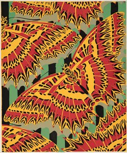 图 19 的细节，选自 Papillons，出版于 1925 年（pochoir 版画）。1925 年（pochoir 版画） 作者 埃米尔·阿兰·塞盖