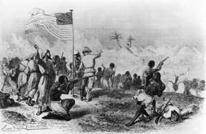 寻找利文斯通的津比索的袭击 1871-1872（绘图） 作者 埃米尔·安托万·贝亚德