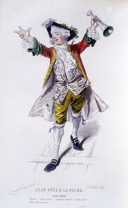 博马舍(1732-1799)全集》由爱德华-富尼耶撰写。埃米尔-巴亚尔绘图。Ed.Laplace, Sanchez et Cie, Paris 1876.这是在 "集市上的让-兽 "中的让-兽 作者 埃米尔·安托万·贝亚德
