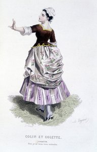 博马舍(1732-1799)作品全集》由爱德华-富尼耶著。埃米尔-巴亚尔绘图。Ed.Laplace, Sanchez et Cie, Paris 1876.这是《科林和科莱特》中的科莱特 作者 埃米尔·安托万·贝亚德