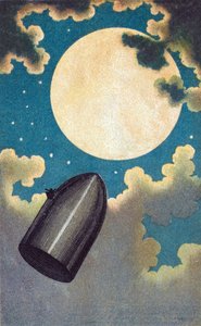 儒勒·凡尔纳之月的插图 - 儒勒·凡尔纳的“从地球到月球”的插图 - Emile-Antoine Bayard（1837-1891）。 彩色石版画 作者 埃米尔·安托万·贝亚德