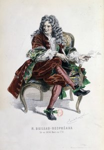 尼古拉-博伊莱奥-德斯普罗(Boileau-Despreaux)(1636-1711)的肖像，载于《尼古拉-博伊莱奥作品》巴黎1873年（雕刻）。 作者 Emile Antoine Bayard