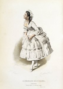 Suzanne in “” Le mariage de Figaro”” - in “” Oeuvres complètes de Beaumarchais””, drawings by Emile Bayard, ed. Laplace Sanchez & cie, Paris 作者 埃米尔·安托万·贝亚德