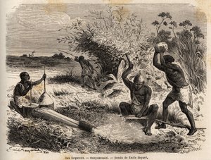铁匠，在ounyamouezi（非洲大湖区），由Emile Bayard（1837-1891）绘制，说明1860年至1863年Speke船长的非洲发现之旅。雕刻在《世界之旅》中，由Edouard Charton编辑。 作者 埃米尔·安托万·贝亚德
